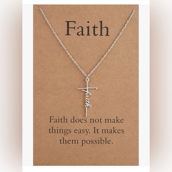 𝗡𝗘𝗪 “Faith” on Cross Necklace - Picture 2 of 5